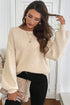Open Back Satin Tie Ribbed Knit Sweater