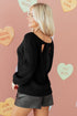 Open Back Satin Tie Ribbed Knit Sweater