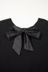 Open Back Satin Tie Ribbed Knit Sweater