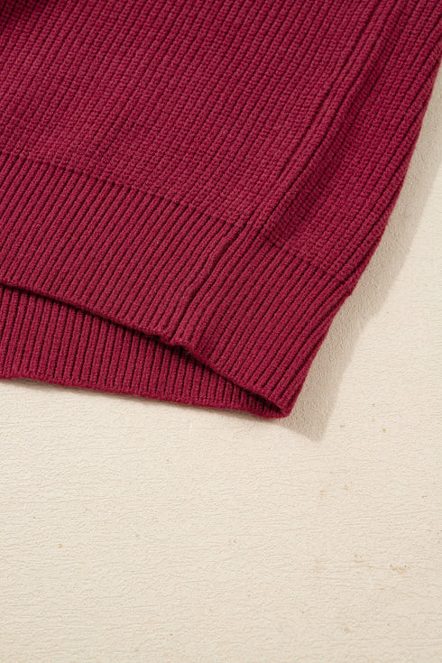 Open Back Satin Tie Ribbed Knit Sweater