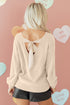 Open Back Satin Tie Ribbed Knit Sweater
