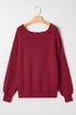 Open Back Satin Tie Ribbed Knit Sweater