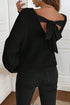 Open Back Satin Tie Ribbed Knit Sweater