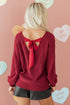 Open Back Satin Tie Ribbed Knit Sweater