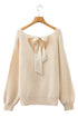 Open Back Satin Tie Ribbed Knit Sweater