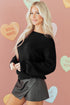 Open Back Satin Tie Ribbed Knit Sweater