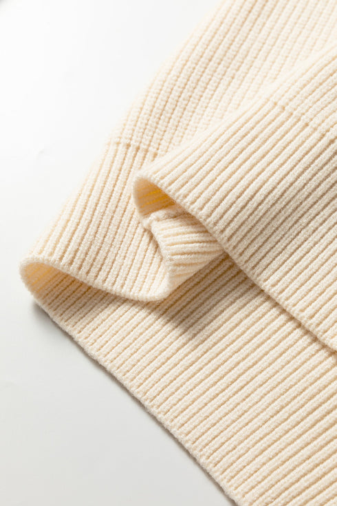 Open Back Satin Tie Ribbed Knit Sweater