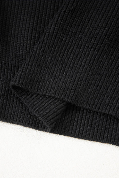Open Back Satin Tie Ribbed Knit Sweater