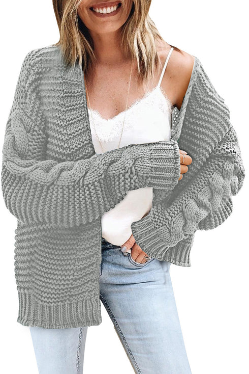 Open Front Chunky Knit Cardigan