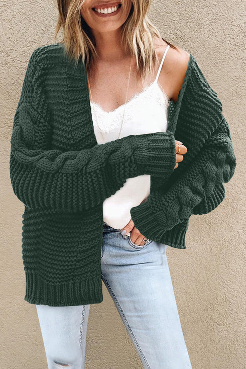 Open Front Chunky Knit Cardigan