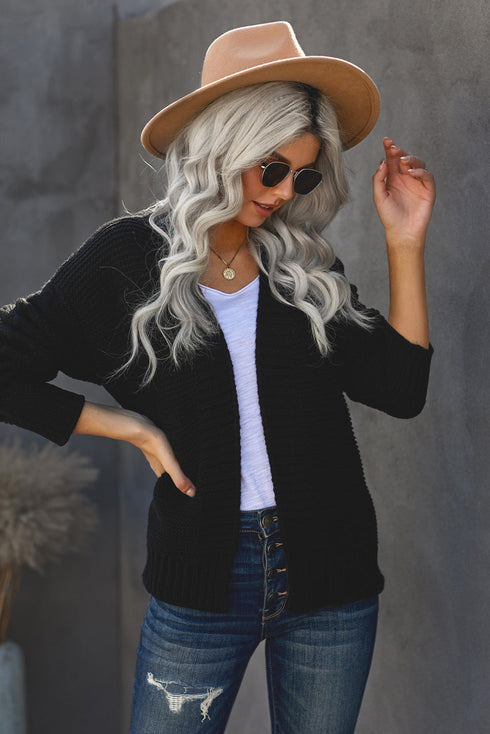 Open Front Chunky Knit Cardigan