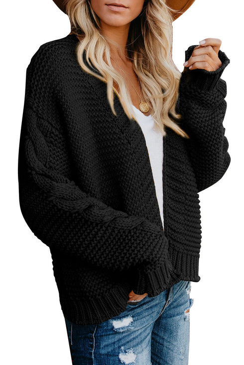 Open Front Chunky Knit Cardigan