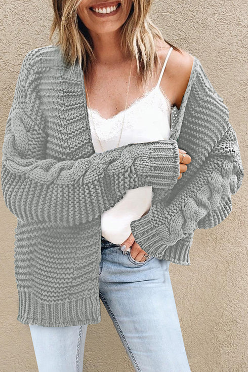 Open Front Chunky Knit Cardigan