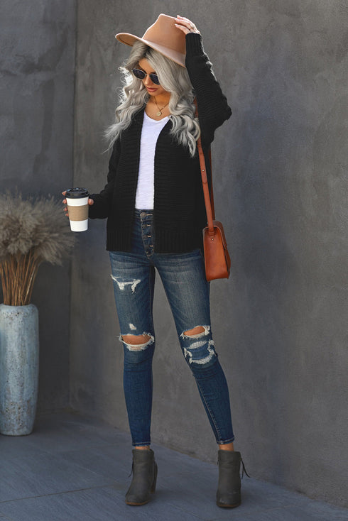 Open Front Chunky Knit Cardigan