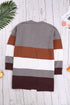 Open Front Colorblock Cardigan With Pockets