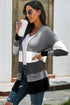 Open Front Colorblock Cardigan With Pockets