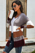 Open Front Colorblock Cardigan With Pockets