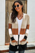 Open Front Colorblock Cardigan With Pockets