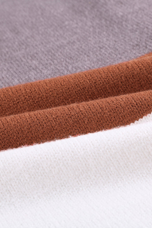 Open Front Colorblock Cardigan With Pockets