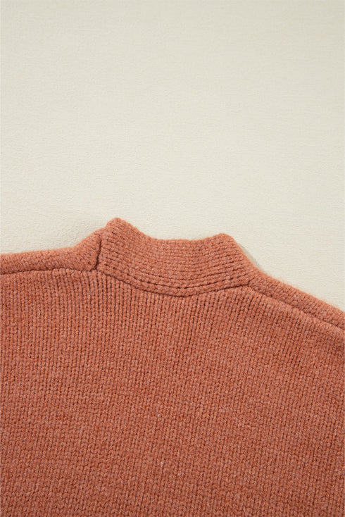 Open Front Drop Shoulder Ribbed Knit Cardigan