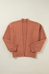 Open Front Drop Shoulder Ribbed Knit Cardigan