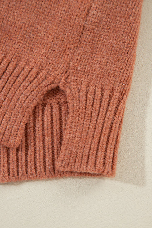 Open Front Drop Shoulder Ribbed Knit Cardigan
