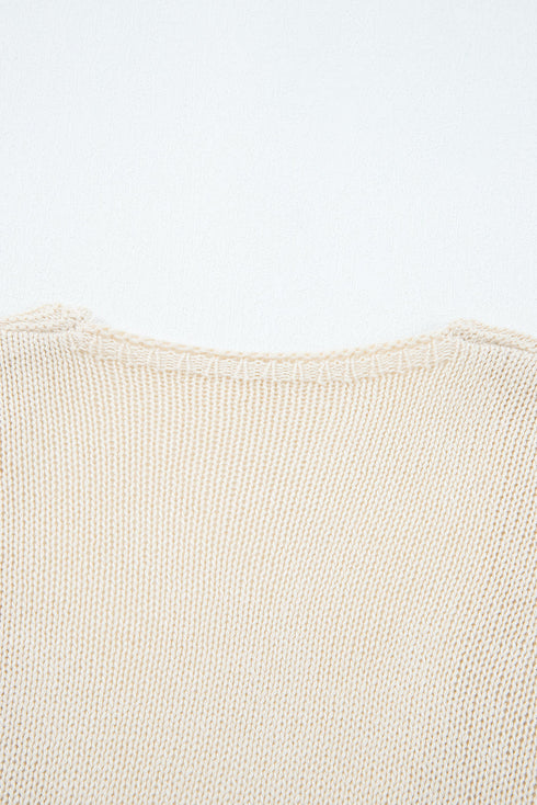 Open Front Geometric Pointelle Knit Cardigan