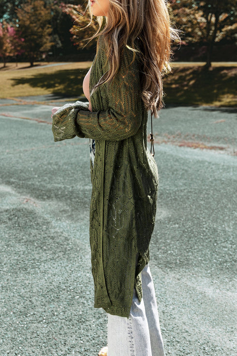 Open Front Pointelle Cardigan