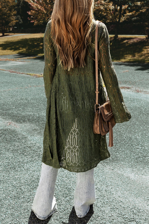 Open Front Pointelle Cardigan