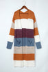 Open Front Striped Long Sleeve Knit Cardigan