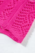 Open Knit Chevron Texture Elbow Sleeve Boat Neck Top