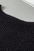 Open Knit Chevron Texture Elbow Sleeve Boat Neck Top