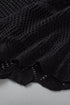 Open Knit Chevron Texture Elbow Sleeve Boat Neck Top