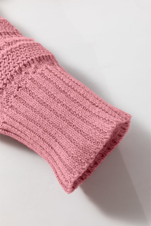 Open Knit Relaxed Fit Long Sleeve Pullover Hoodie