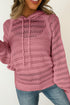Open Knit Relaxed Fit Long Sleeve Pullover Hoodie