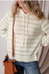 Open Knit Relaxed Fit Long Sleeve Pullover Hoodie