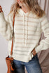 Open Knit Relaxed Fit Long Sleeve Pullover Hoodie
