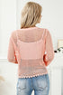 Open Knit Scalloped Bell Sleeve Crochet Top