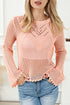 Open Knit Scalloped Bell Sleeve Crochet Top