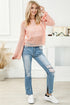 Open Knit Scalloped Bell Sleeve Crochet Top