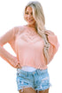 Open Knit Scalloped Bell Sleeve Crochet Top