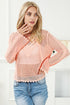 Open Knit Scalloped Bell Sleeve Crochet Top