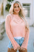 Open Knit Scalloped Bell Sleeve Crochet Top