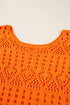 Open Knit Scalloped Hem Long Sleeve Pullover Sweater