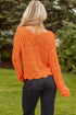 Open Knit Scalloped Hem Long Sleeve Pullover Sweater