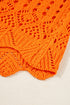Open Knit Scalloped Hem Long Sleeve Pullover Sweater