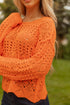 Open Knit Scalloped Hem Long Sleeve Pullover Sweater