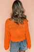 Open Knit Scalloped Hem Long Sleeve Pullover Sweater