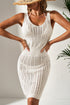 Open Knit Scoop Neck Sleeveless Mini Dress