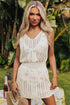 Open Knit Scoop Neck Sleeveless Mini Dress